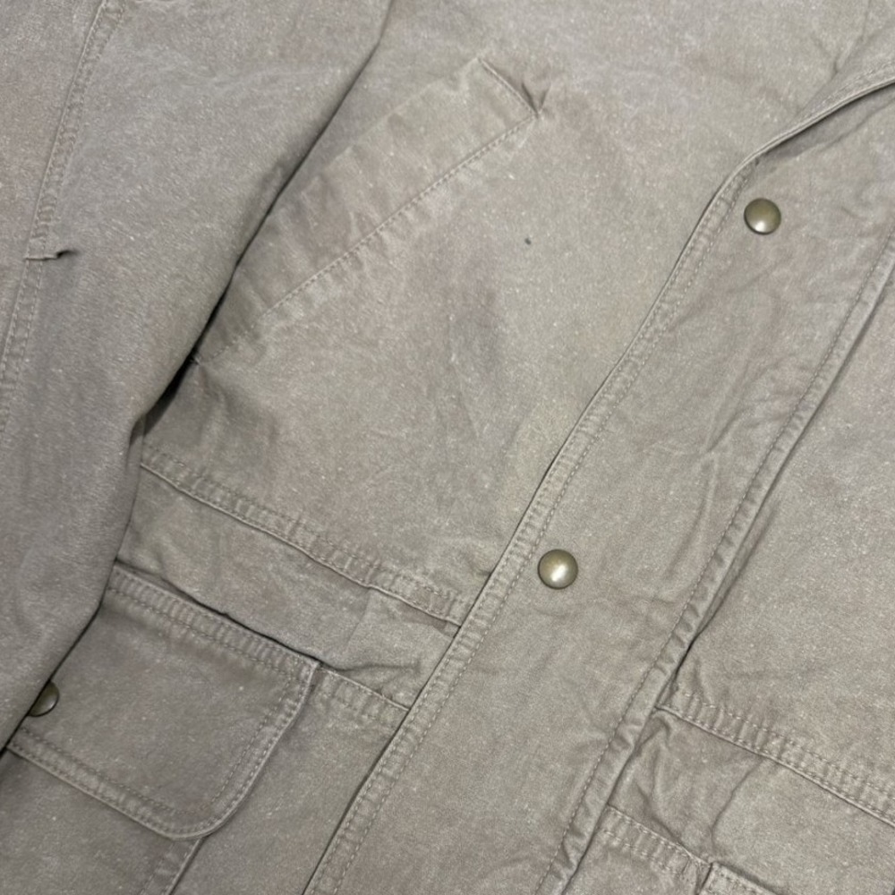 Eddie Bauer Field Jacket Mens Large Khaki Excellent Cotton Canvas Utility Coat - Picture 2 of 6